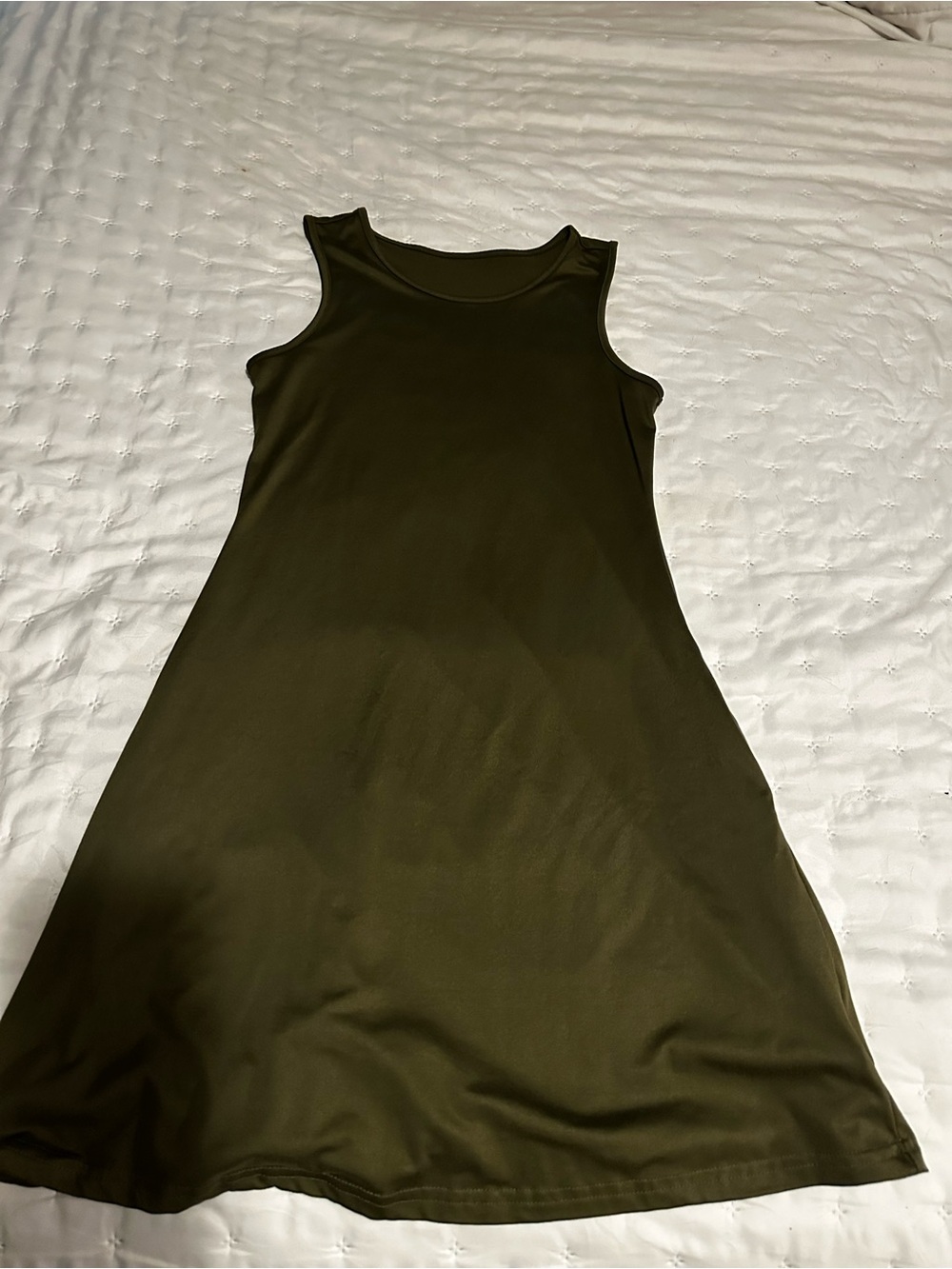 SHEIN Olive Green Sleeveless Midi A-Line Dress